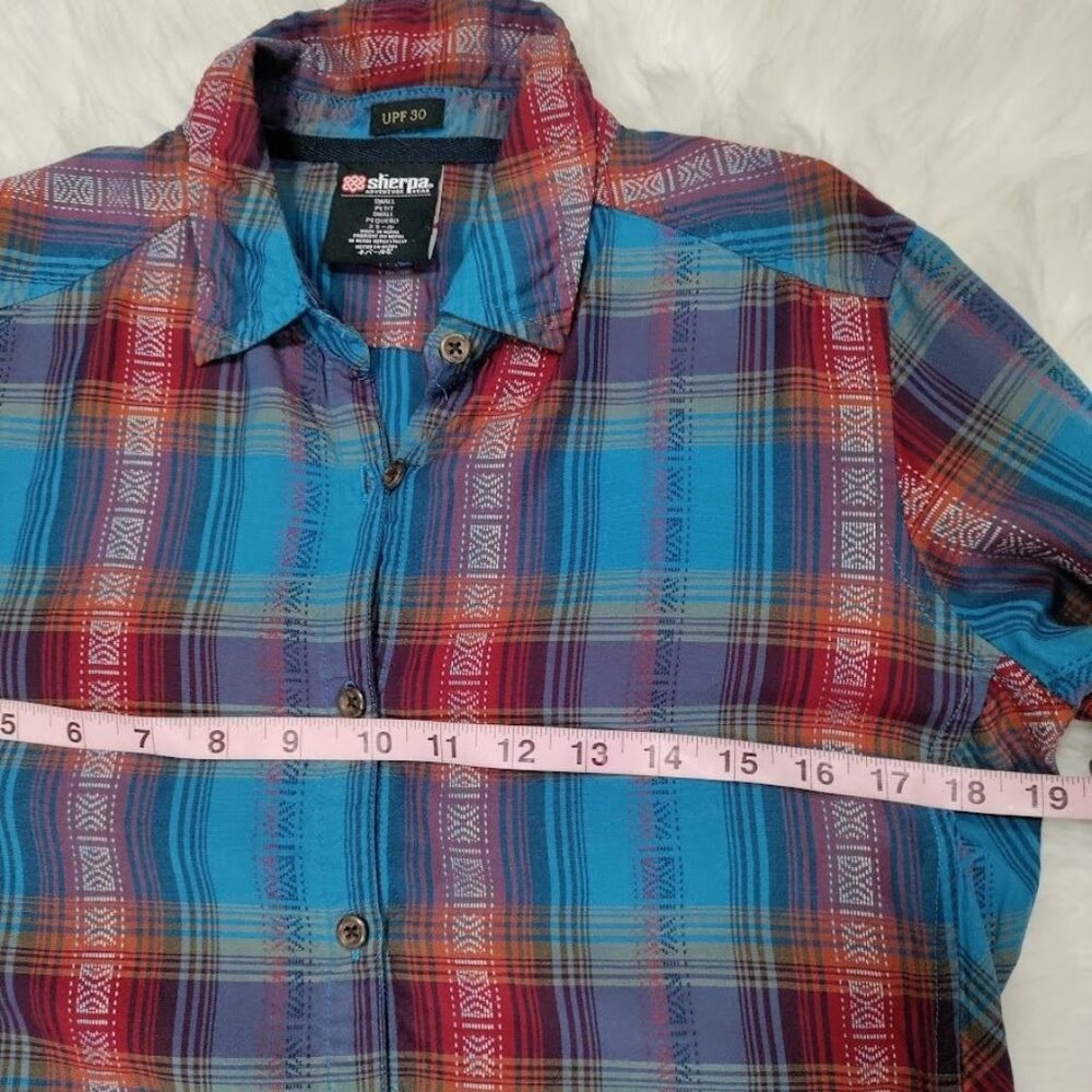 Sherpa Adventure Gear Wool and Tencel Plaid Hiking Cowgirl Button Down Shirt S - Picture 5 of 13